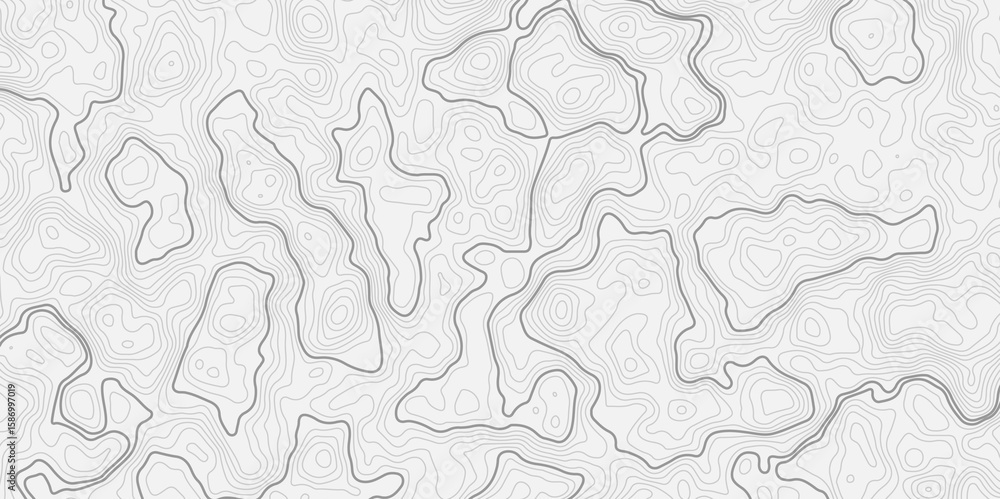 Poster modern style topographic map with light gray contour lines on a white background creating a smooth s