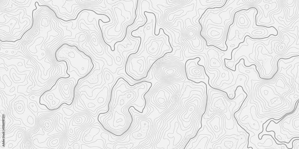 Poster modern style topographic map with light gray contour lines on a white background creating a smooth s
