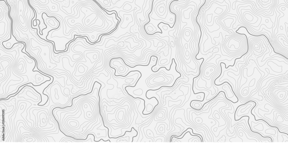 Poster modern style topographic map with light gray contour lines on a white background creating a smooth s