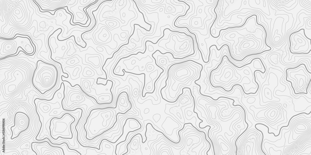 Poster modern style topographic map with light gray contour lines on a white background creating a smooth s