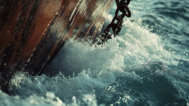 Water splashing against a wooden hull.