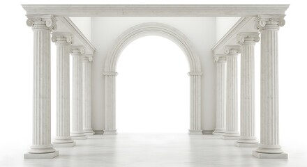 Obraz premium Empty room with Classic colonnade with arch and corinthian column isolated on white
