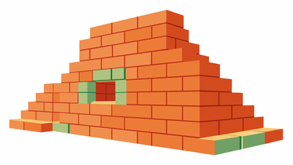 Fototapeta premium The walls of the school building are now up with bricks carefully stacked and secured in place by skilled masons.. Vector illustration