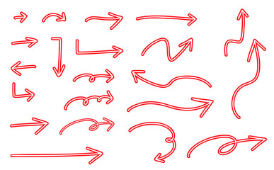 いろんな矢印詰め合わせセット_アウトライン_右向き,あか｜Arrow Collection Set _Outline_Right-Pointing,red