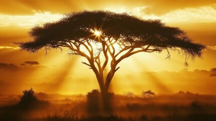 African Sunset: Silhouette of an Acacia Tree