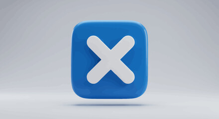 Fototapeta premium 3D Rendered Blue Reject Symbol with White X