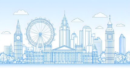 Obraz premium Line drawing of the london skyline.