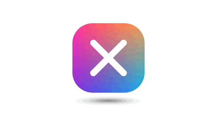 Fototapeta premium Colorful Rounded Square with White Cross Mark and Shadow Effect