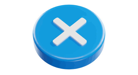 Obraz premium Glossy Blue Oval Button with Embossed White X Mark