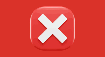 Obraz premium Glossy Red Button with White X Symbol for Cancellation or Error