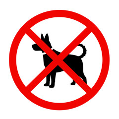 Obraz premium No Dogs Allowed Sign: Black Dog Silhouette with Red Circle and Cross
