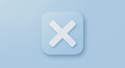 Obraz premium Neumorphic Style Cross Mark Icon on Rounded Square Button