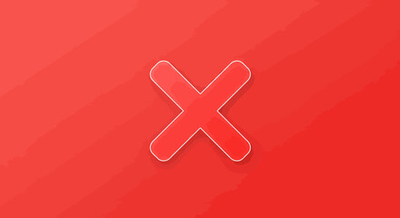 Fototapeta premium Red Cross Symbol with White Outline on Matching Red Background