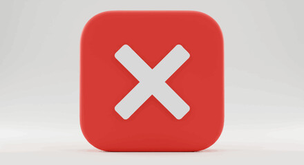 Obraz premium Red Rounded Rectangular Icon with Embossed White X Mark
