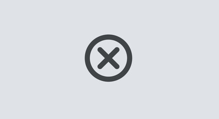 Simple Gray Oval Icon with a Rejecting X Symbol