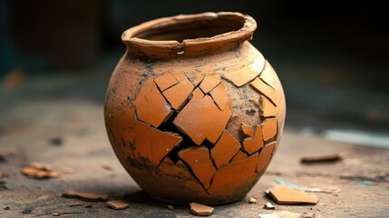 Shattered Clay Jar: Symbol of Fragility and Impermanence in Terracotta