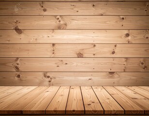 Wooden wall and floor background with natural grain texture &ndash; light pine style