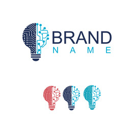 Printed Circuit Board Light Bulb with Speech Bubble – New Technology and Innovation Idea Concept
