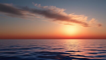 Fototapeta premium Serene Ocean Sunset with Warm Colors and Gentle Waves, Evoking Peace and Tranquility