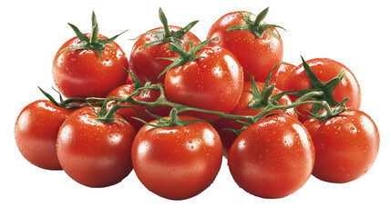 Fresh Tomatoes in a Realistic Pile on Transparent Background


