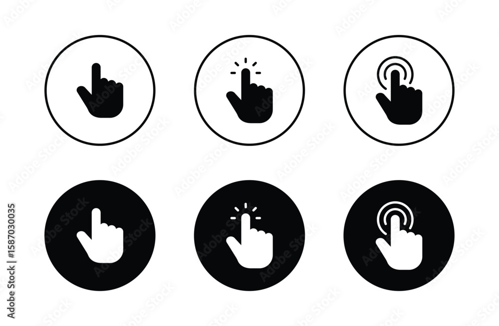 Poster pointing hand click icon. click cursor vector icon
