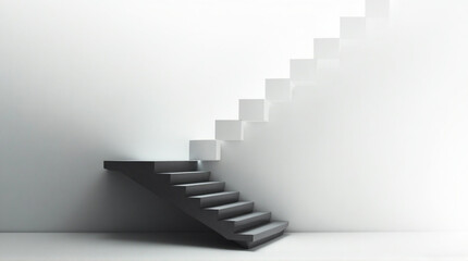 Obraz premium A minimalist, 3D rendered image showcasing a set of stairs.