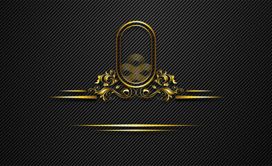 golden shape empty logo floral ornament background