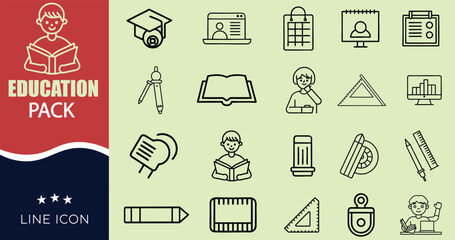 Student learning and school supplies icons education book