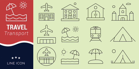travels transport vector line icon