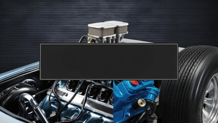 Automotive Power: Car Engine and Tire Background with Space for Text