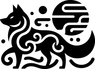 silhouette vector illustration sketch design icon logo symbol animal fox classic vintage ethnic traditional abstract modern