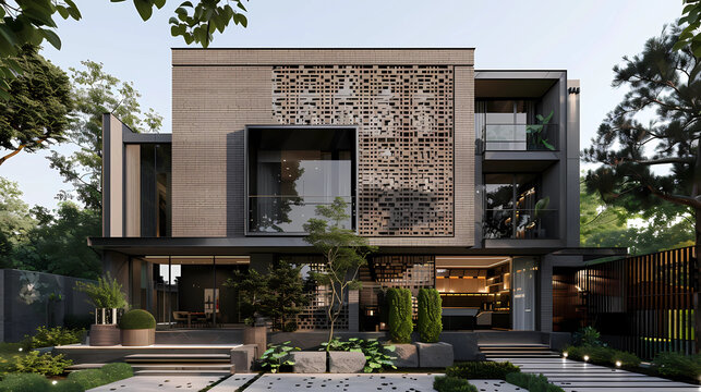 Modern Brick House with Glass Windows and Contemporary Design - Luxury Architecture