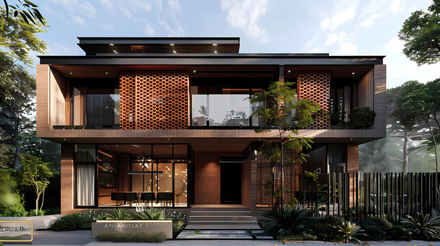 Modern Brick House with Glass Windows and Contemporary Design - Luxury Architecture