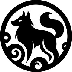 silhouette vector illustration sketch design icon logo symbol animal mythology fox classic vintage ethnic traditional abstract modern