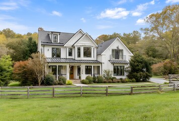 Elegant farmhouse-style home with a modern twist.