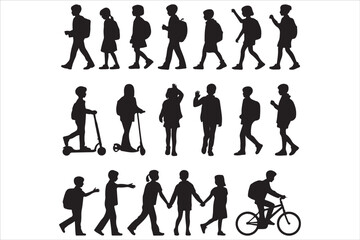 Modern Education Vector Icons – Male & Female Student Characters