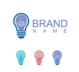 Smart Bulb Logo with Happy People – Light Bulb Design Template for Creative and Technology Concept
