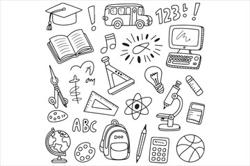 Modern Vector Icons: Education, Science & Business Essentials in Black