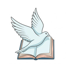 Fototapeta premium Dove Flying Out of an Open Book – Symbolic Vector Illustration