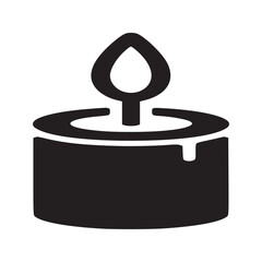 A simple black candle icon with a flame on top against a light gray background illustration image
