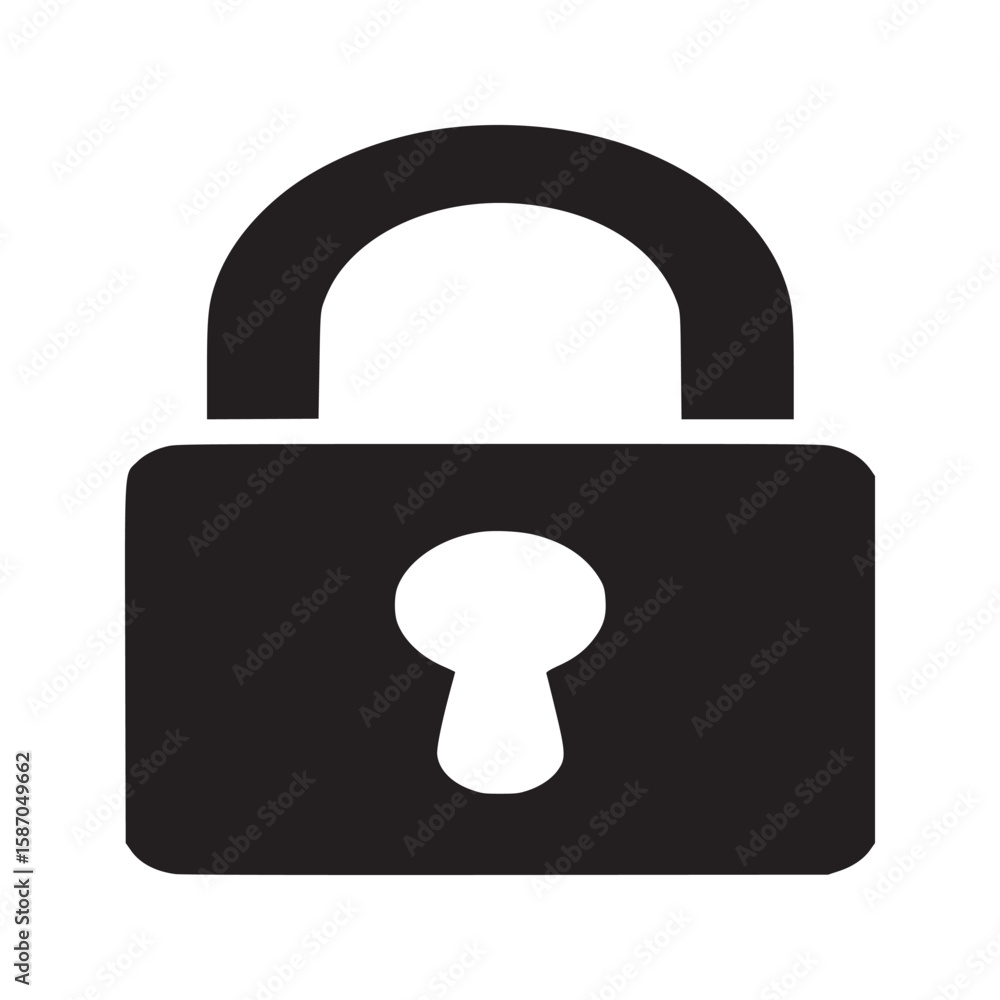 Poster a simple black padlock icon with a keyhole centered on a white background security and privacy