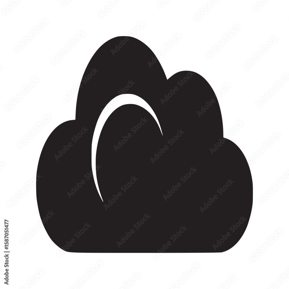 Aufkleber a simple black cloud with a crescent shape inside on a white background in a minimalist style