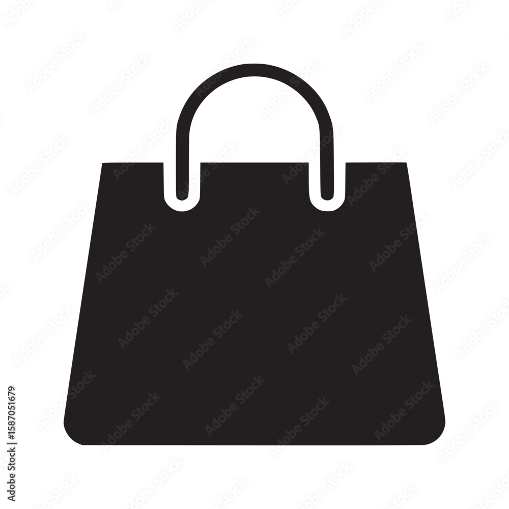 Poster a simple black shopping bag icon with rounded corners and handles on a white background design image