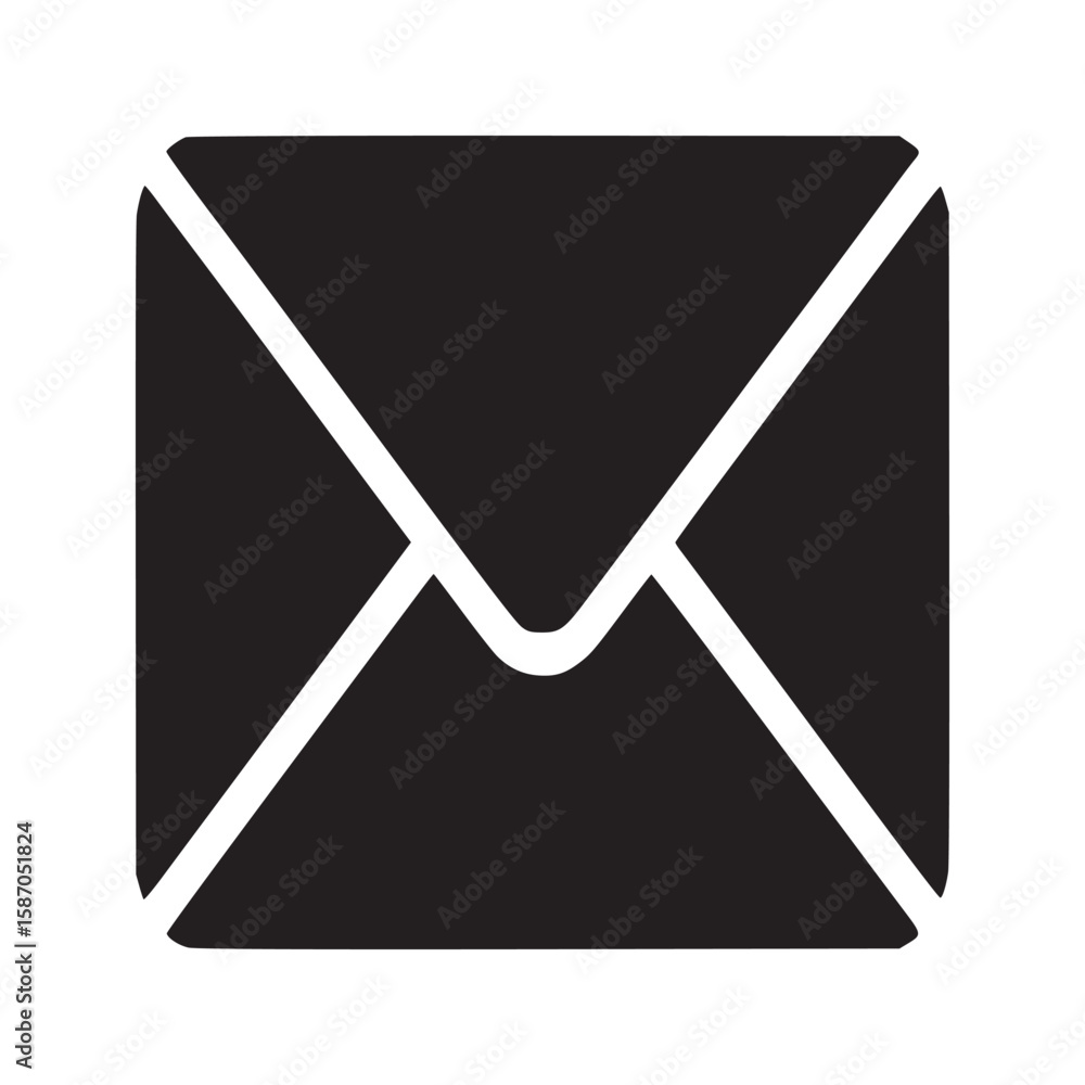 Poster a simple black and white vector image of a sealed envelope on a solid white background design icon