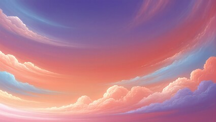 Dreamscape Sky: The canvas of the sky bursts with vibrant hues of pinks, purples, and oranges, as soft, fluffy clouds dance and swirl, painting a breathtaking dreamscape of color and serenity.