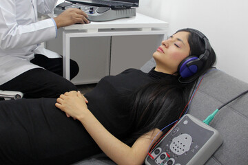 Auditory Evoked Potentials, a diagnostic test to evaluate the auditory system function of a...