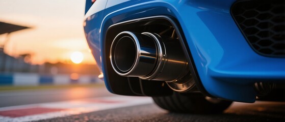 Close Up of Exhaust Pipe of Race Car.