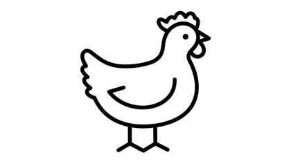 Simple black line drawing of a chicken (1)