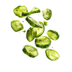 Cucumber slices on transparent background