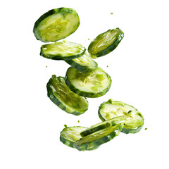 Cucumber slices on transparent background